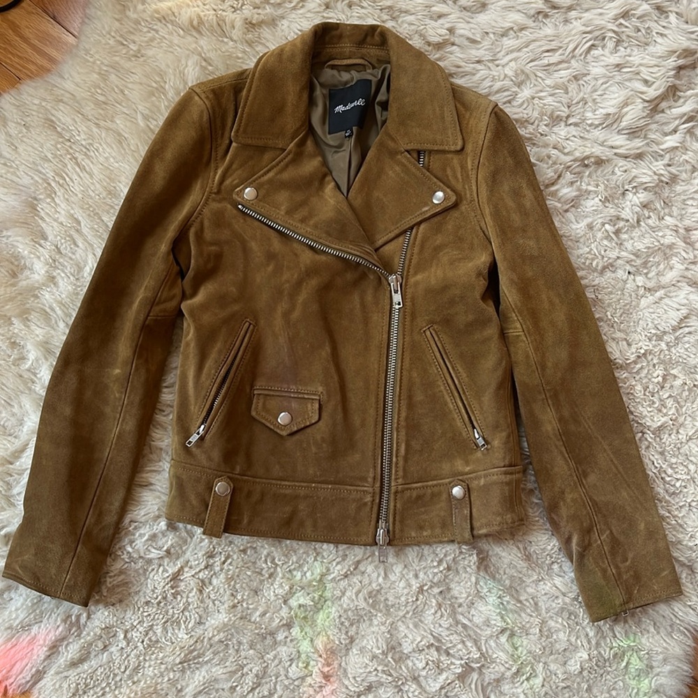 XS Madewell Suede Leather Moto Jacket